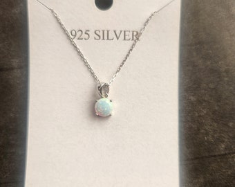 Opal Necklace Sterling Silver Chain, White Opal  Dainty Necklace, Natural Gemstone Necklace, October Birthstone, Boho Necklace,  Handmade