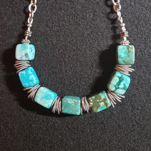 Turquoise Chunky Necklace, Turquoise Beaded Necklace, Chunky Turquoise Jewelry, Handmade Blue Stone Necklace for Her