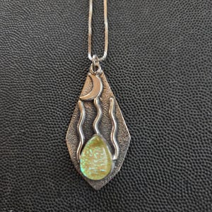 Opal Sterling Silver Pendant Necklace: Fire Tripet Opal Gemstone, Handmade Designer Jewelry. Classy Piece