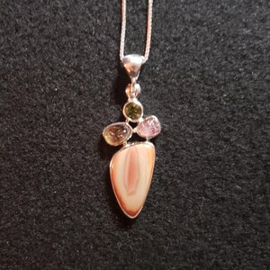 Jasper Sterling Silver Pendant, Natural Jasper Necklace, Multi Stone Jasper Gemstone Necklace, Sterling Silver Pendant Chain, Mothers Gift