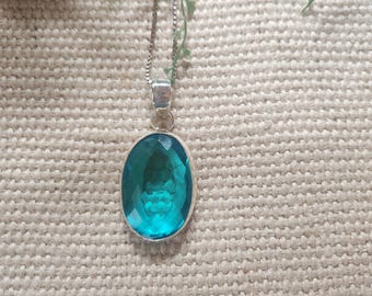 Blue Swiss Topaz Faceted Pendant: Sterling Silver, December Birthstone, Gift for Her