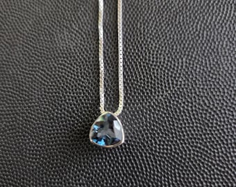 Sterling Silver London Blue Topaz Pendant Necklace, 18 Inch Chain