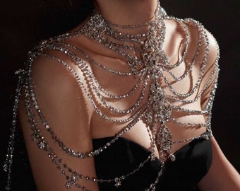 Backdrop necklace~Bridal back jewellery~Wedding shoulder~Body necklace ~Shoulder necklace~Statement necklace~Bridal body chain