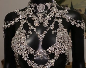 Crystal Body Chain~Shoulder necklace~Bridal body chain~Body necklace ~Rhinestone crystals body~Bridal jewelry