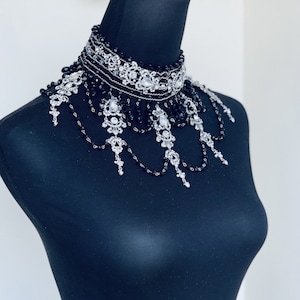 Black necklace~Crystal Necklace~Bridal Necklace~Wedding bridal jewelry