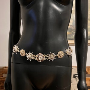 Wedding Belt~Gold rhinestone crystal belt~Rhinestone waist chain~Gold belt~Star chain belt