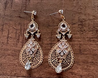 Goldhochzeit Ohrringe ~ Braut Ohrringe ~ Kronleuchter Ohrringe