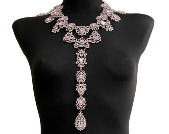 Crystal Necklace~Statement Necklaces~Wedding necklace~Rhinestone necklace~Silver necklace