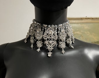 Wedding necklace~Crystal necklace~Silver Necklace~Bridal choker necklace~Bridal crystal necklace~Choker necklace