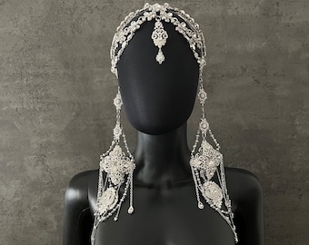 Silber Braut Haarschmuck~Tikka Haarschmuck~Kristall Haarschmuck~Kristall Haarschmuck~Bollywood Haarschmuck