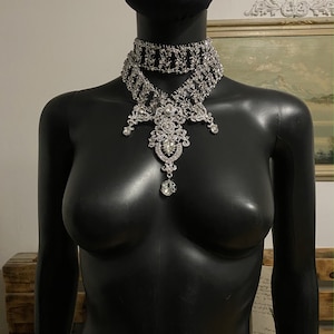 Crystal necklace~Silver Necklace~Bridal choker necklace~Bridal crystal necklace~Choker necklace