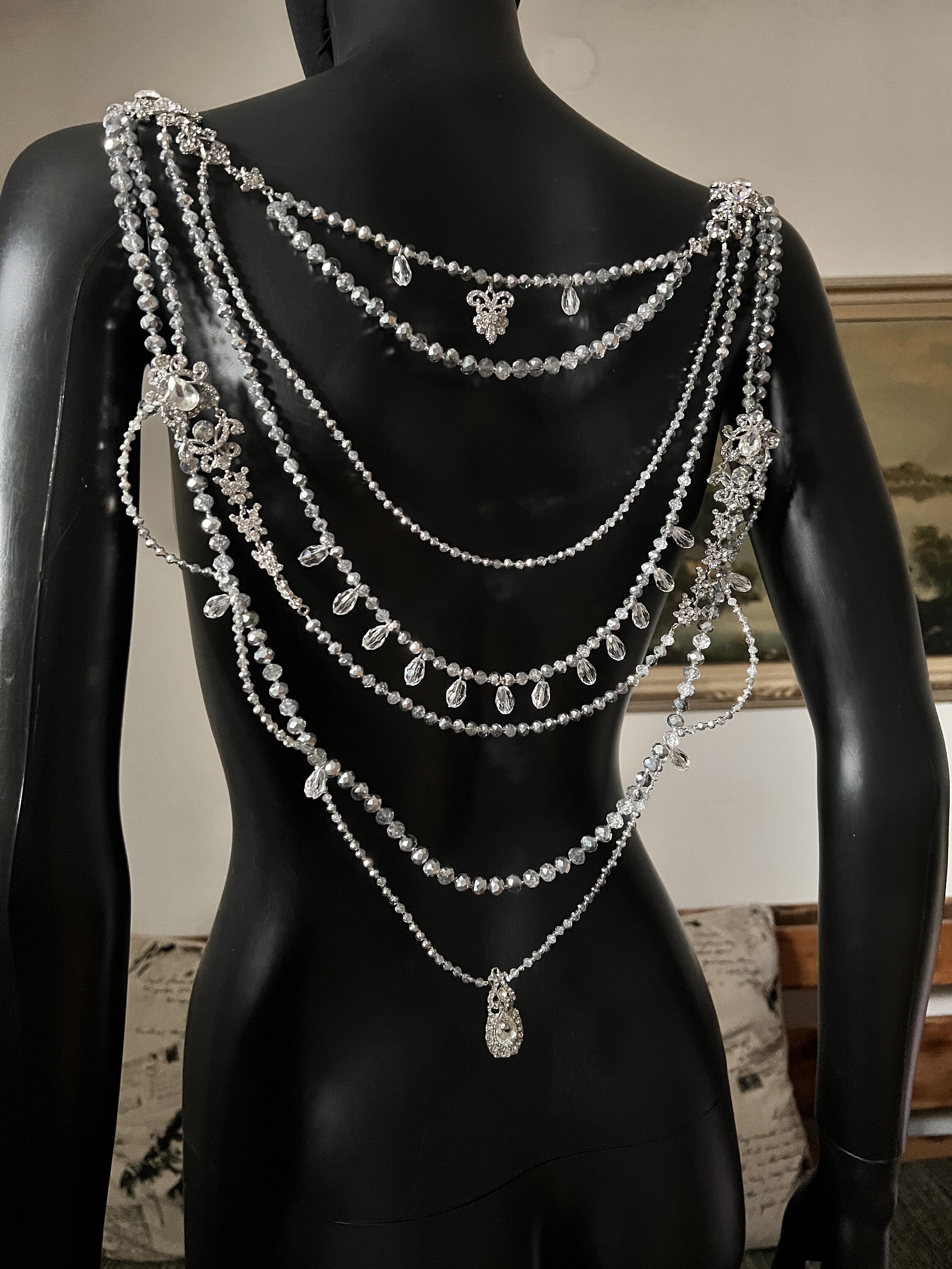 Bridal Backdrop Necklacewedding Shoulderbody Necklace - Etsy Bridal Backdrop Necklaceweddin
g Shoulderbody Necklace - Etsy
