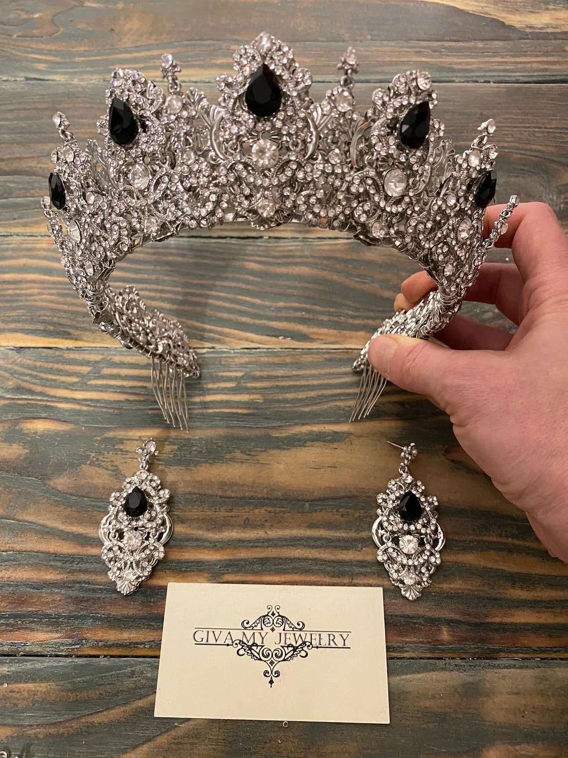 Black crownCrystal crownBlack crystal tiaraRhinestone Etsy