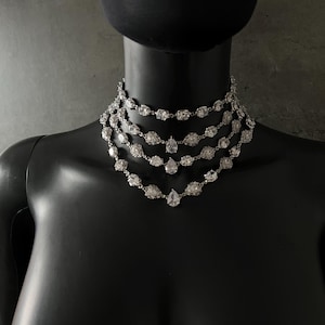 Bridal choker necklace~Choker necklace~Silver Necklace~Bridal crystal necklace~