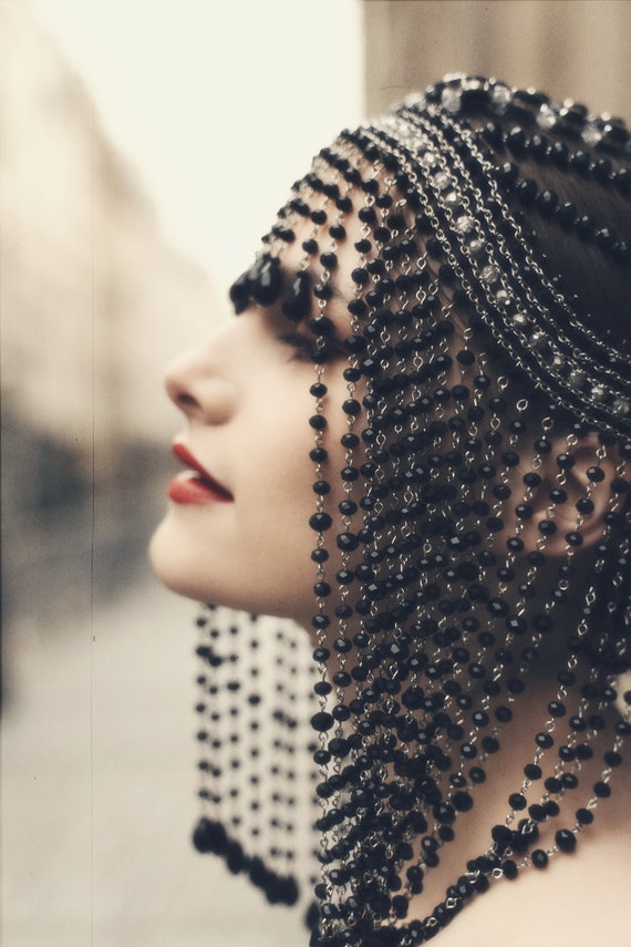 black beaded headpiece