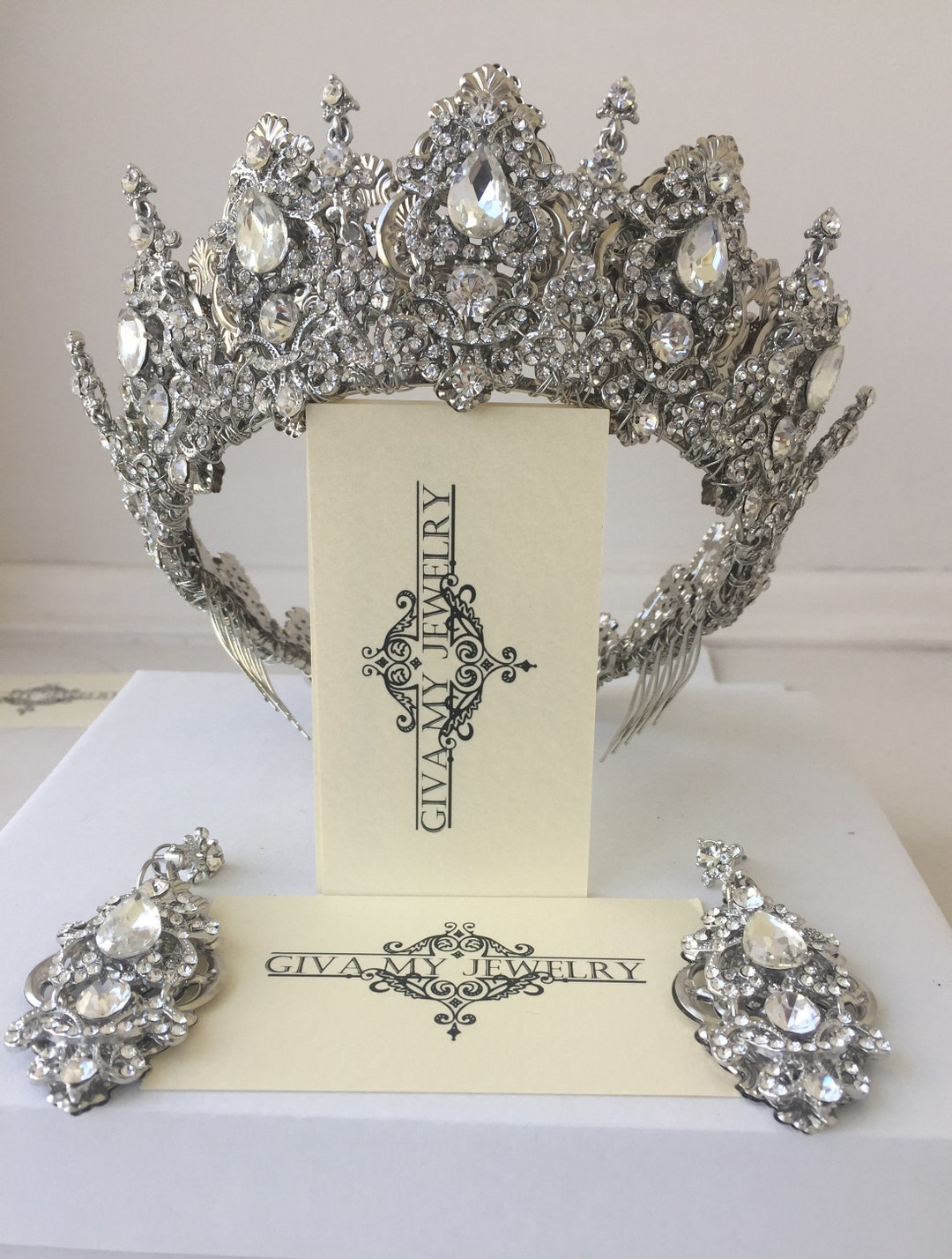 Vintage Silver Crystal Rhinestone Tiara Crown Wedding Tiara Crown, Crystals Silver Crown, Gold Crystals  main image 4