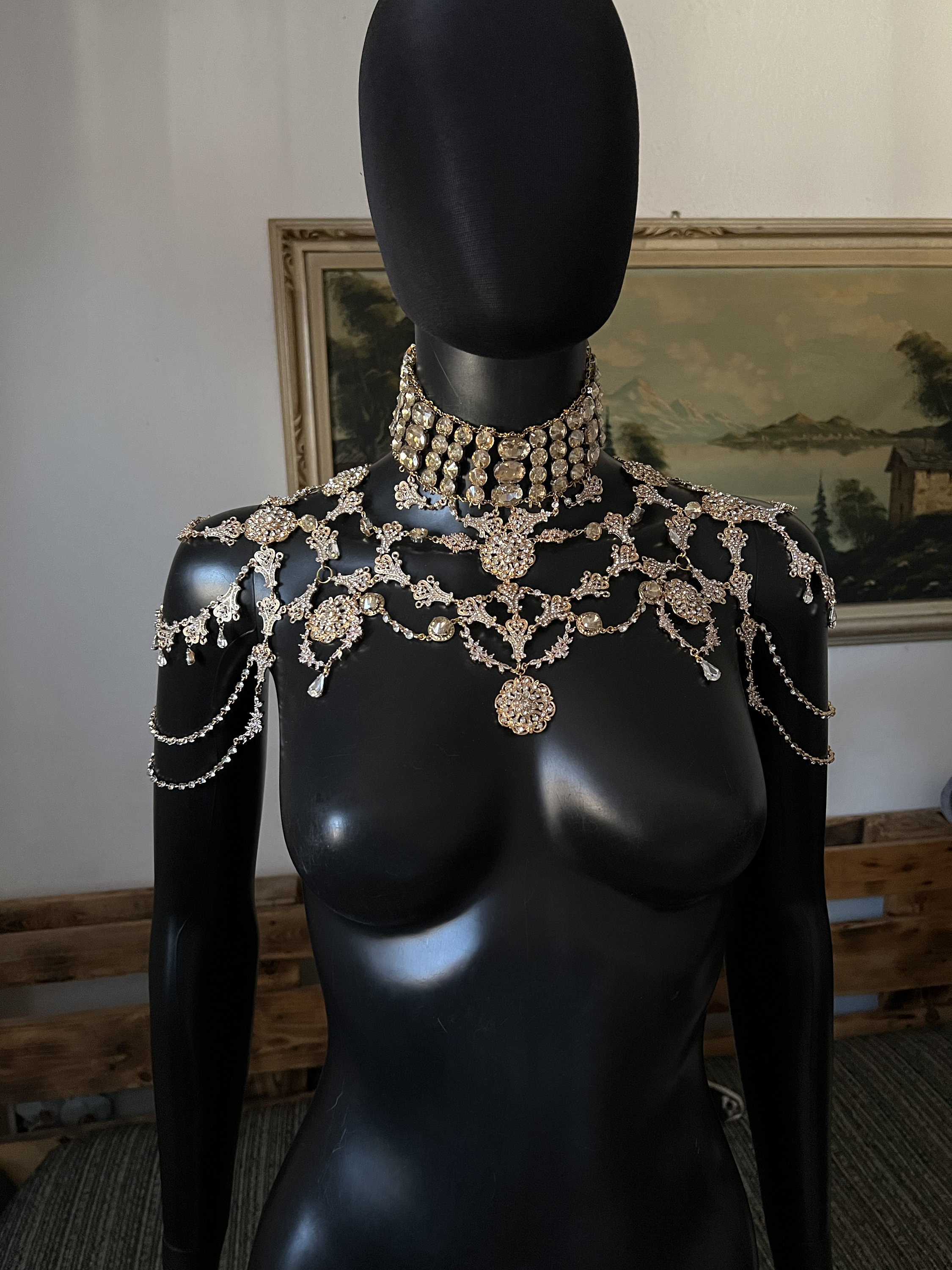 Crystal Shouldergold Necklake jewelry Setshoulder Necklacecrystal Jewelry Etsy Australia