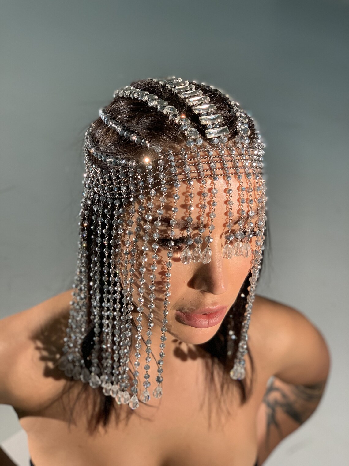 Silver Headpiece bridal Headpiece crystal Headpiece show Etsy