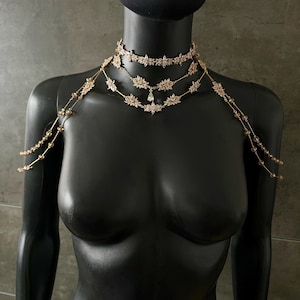 Collier d'épaule de mariage ~ Collier en or ~ Bijoux d'épaule de mariage ~ Collier d'épaule ~ Collier de dos de mariage ~