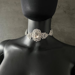 Silver necklace~Statement necklace~Choker necklace~Crystal necklace~Bohemian necklace