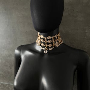 Gold Wedding Necklace~ Choker Necklace ~Bridal Necklace~Gold Choker