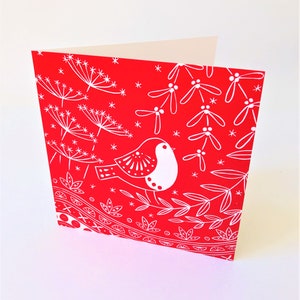 Jacinta Robin rosso, biglietto di Natale, arte popolare scandinava