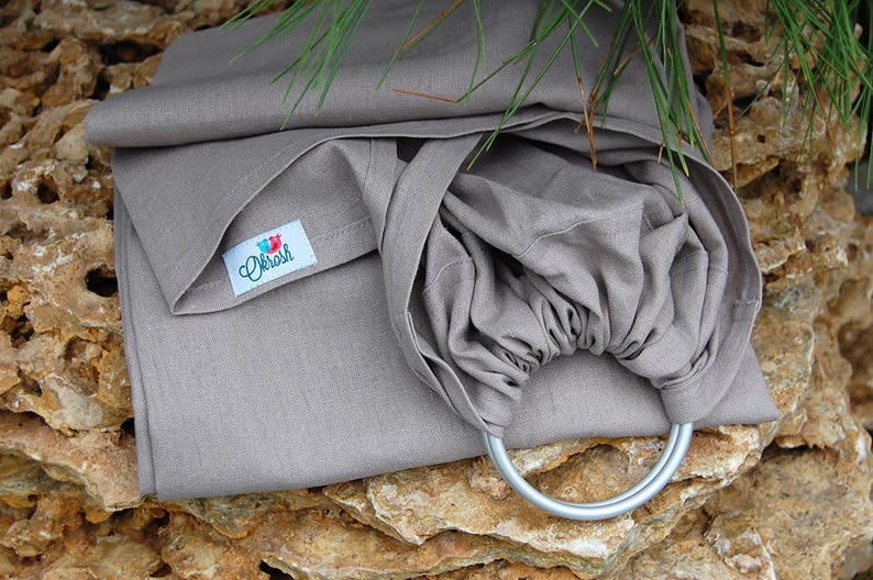 Ring sling baby carrier of linen and viscose Baby carrier wrap Gender neutral baby gift Linen ring sling