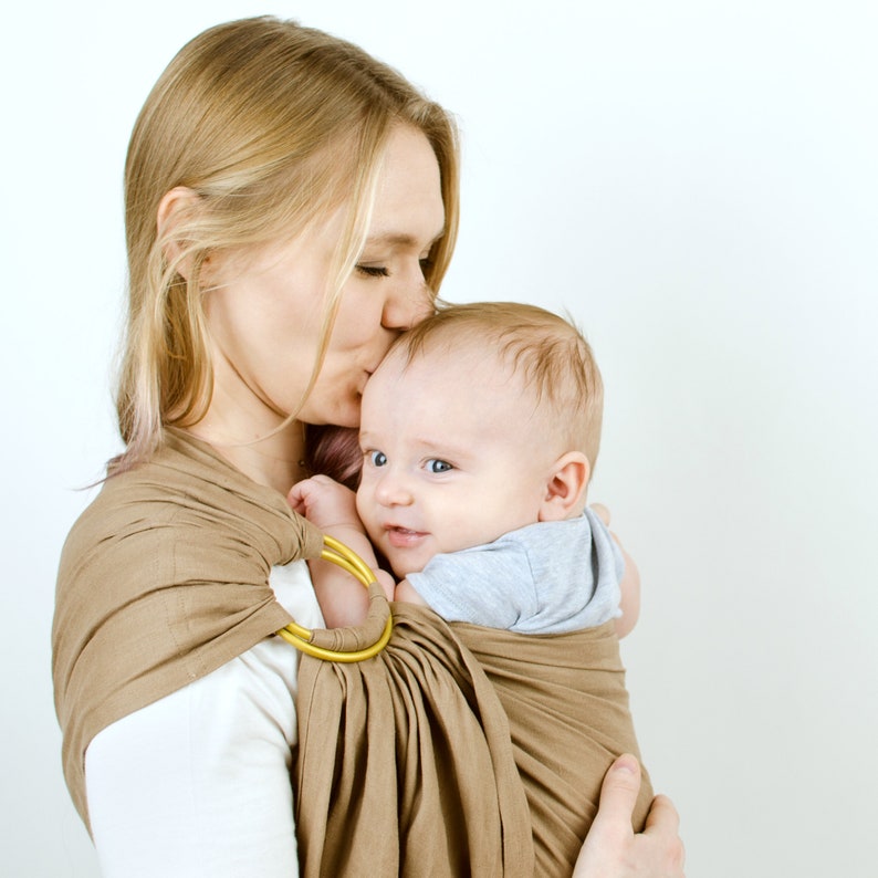Pure linen ring sling baby carrier in toffee brown Natural Etsy