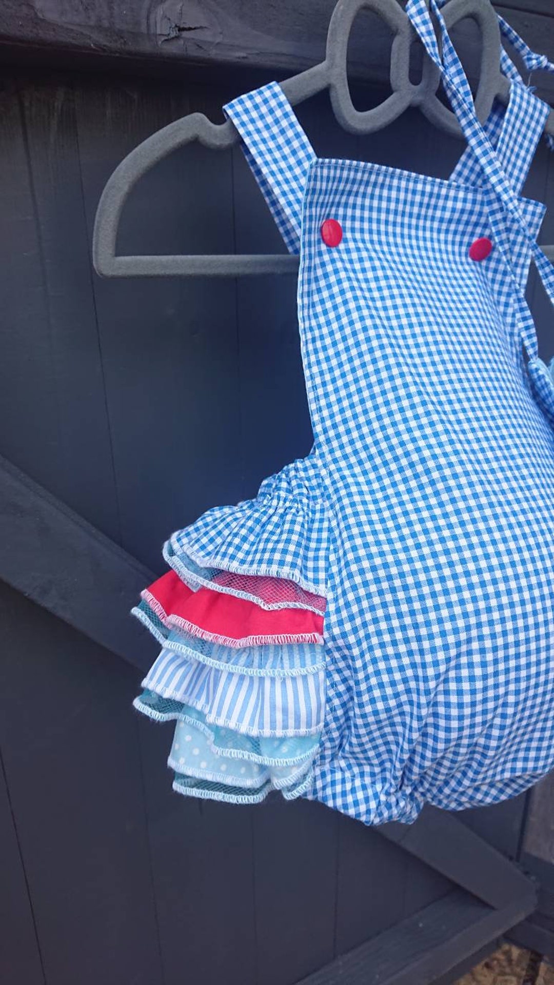 Gingham Frilly Baby Romper 1218 Months Etsy UK