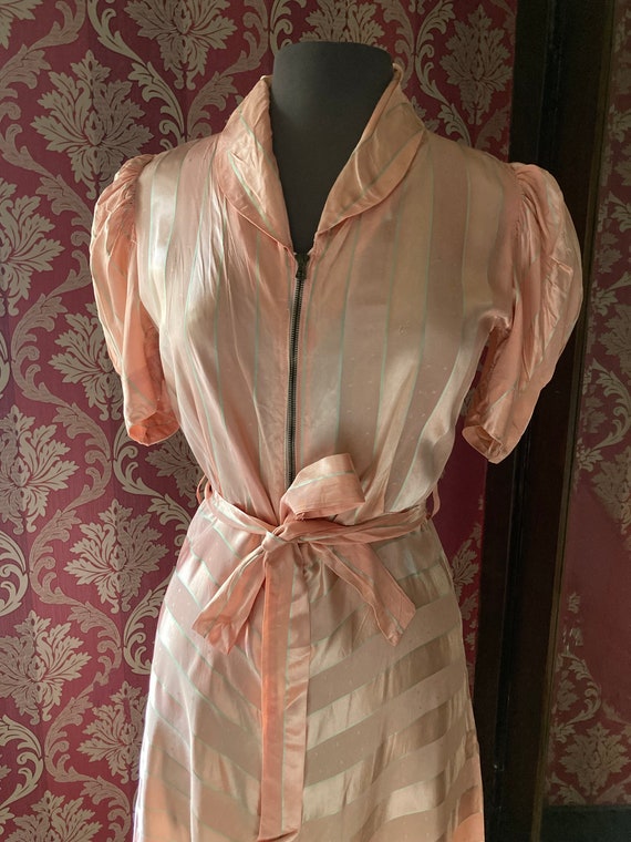 Pink striped hostess dress 1930’s 1940’s - image 2