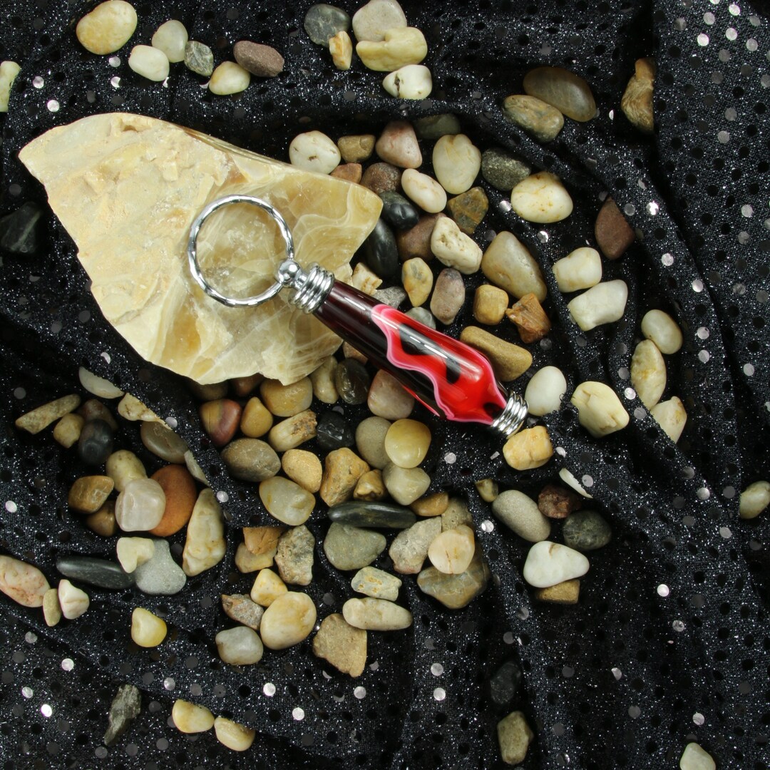 Secret Compartment Keychain Red Acrylic With Chrome Hardware Etsy