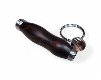 Secret Compartment Keychain, Cocobolo wood with Chrome Hardware