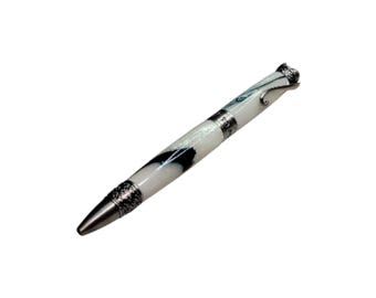 Cat twist pen, Green Abalone with Antique Pewter Hardware