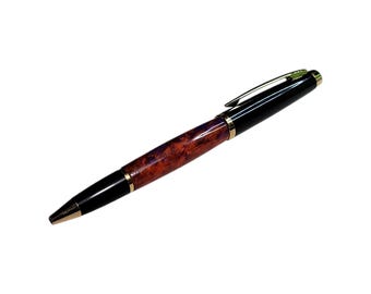 Geta ballpoint - orange and purple acrylic with Black and Gold hardware