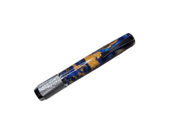 Chalk Holder,  Blue and Gold Acrylic with Chrome Hardware