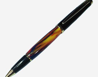 Geta ballpoint - Oil Slick acrylic with Black and Gold hardware