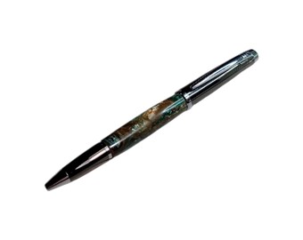 Geta ballpoint - green, bronze and white acrylic with Gunmetal and Chrome hardware