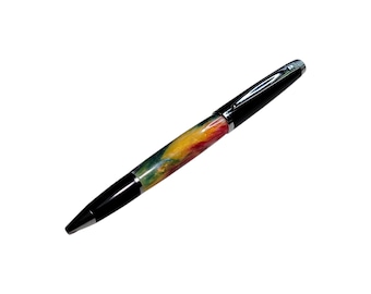 Geta ballpoint - Oil Slick acrylic & Black with Chrome hardware