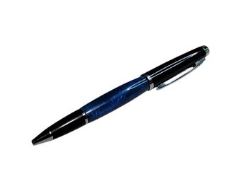 Geta ballpoint - blue acrylic & Black with Chrome hardware