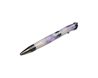 Cat twist pen, Purple Abalone with Antique Pewter Hardware