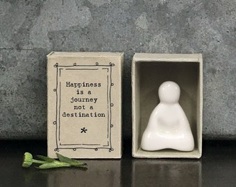 Handmade Porcelian Matchbox Buddha 'Happiness is a Journey, not a destination' - Beautiful Gift, Spiritual Gifts - Stocking Filler - Easter