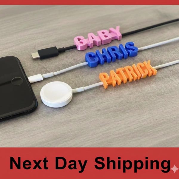 Personalized Name Tag Phone Charm: iPhone & Android Cable Label