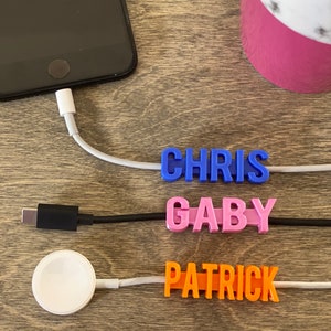 Combo Pack - 6ft Charger and Personalized Charger Name Tag - Cable Label - 2.8mm iPhone - 3.5mm Android- Cable Included