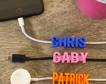 Personalized Charger Name Tag with 6ft Cable: iPhone & Android