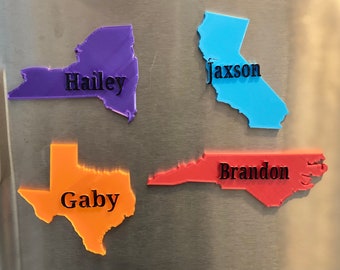 Personalized States Name Fridge Magnet - All 50 States - 3D Printed