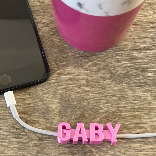 Next Day Shipping - Personalized Charger Name Tag - Phone Charm - 2.8mm iPhone - 3.5mm Android/ Phone Accessories Cord Names - Cable Label