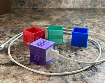 Custom iPhone Charger Box Plug: 3D Printed Personalized Name Tag