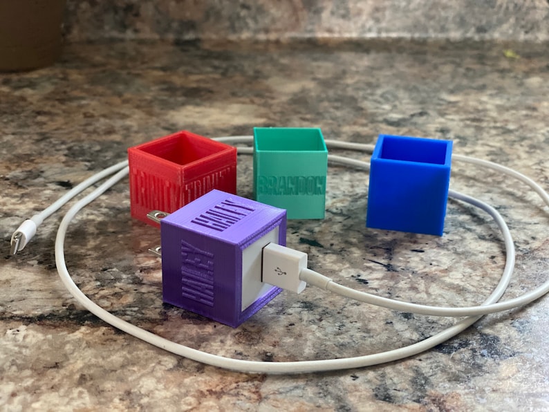 Personalized iPhone Charger Box Plug Phone Charm Small Gifts 3D Printed image 1