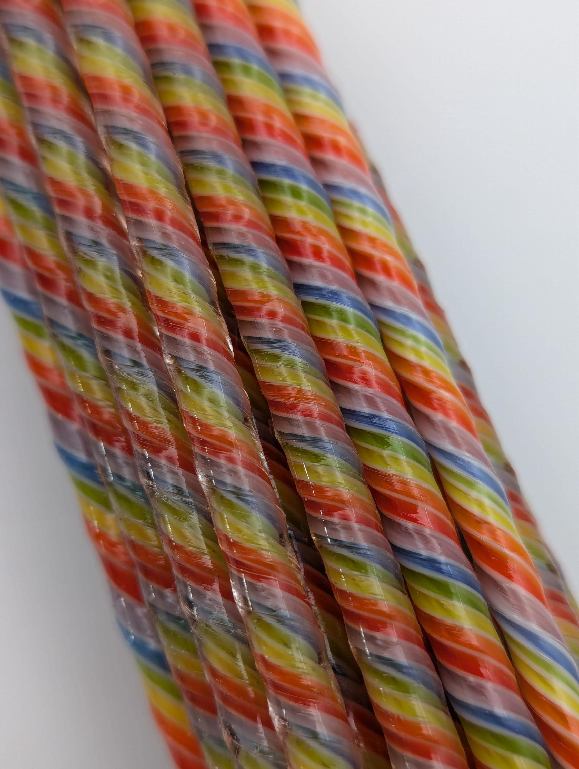 UK Handmade 104COE Glass Rod/ Cane/ Murrini Transparent Rainbow LOT55