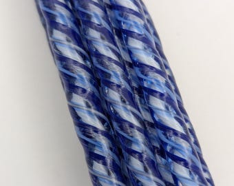 UK Handmade 104COE Glass Rod/ Cane/ Murrini Blue Clear White LOT51